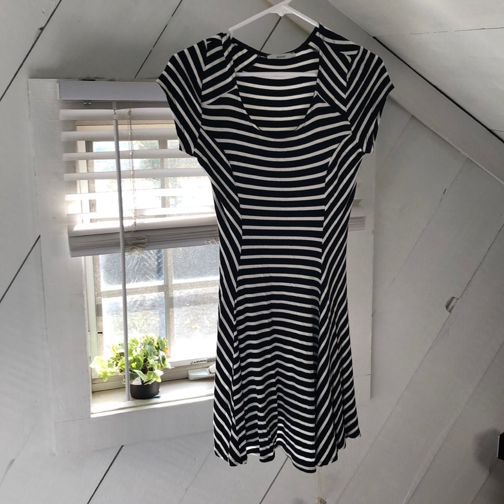 Black & white striped skater dress